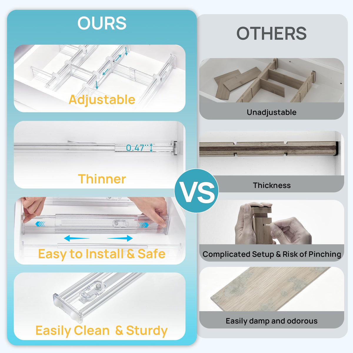 Vtopmart supports horizontal or vertical placement for flexible layouts.