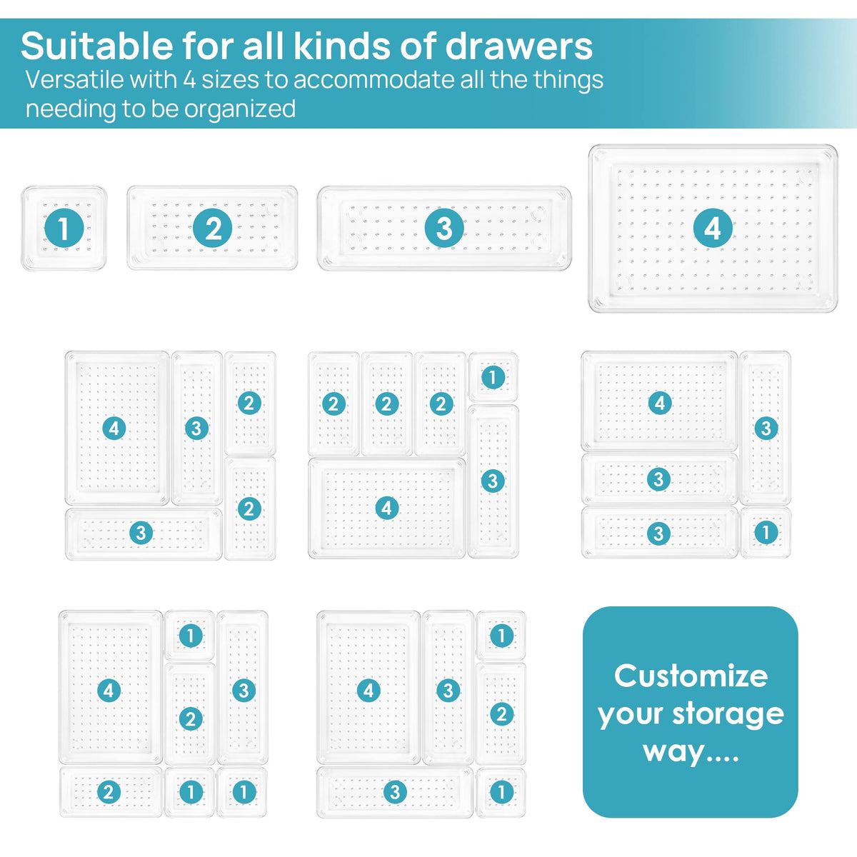 Vtopmart kitchen drawer organizers declutter utensils with visible compartments.