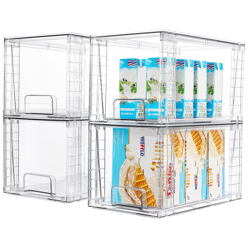 Vtopmart large stackable drawer pantry keeps items organized and saves cabinet space.