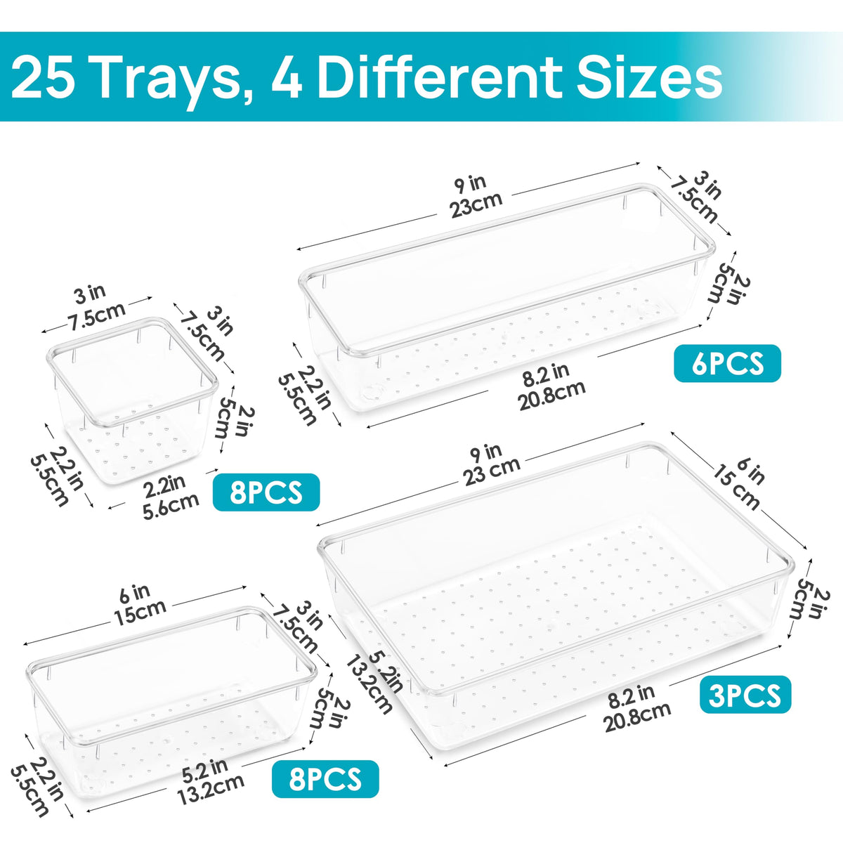 Vtopmart non-slip padding keeps trays in place during use.