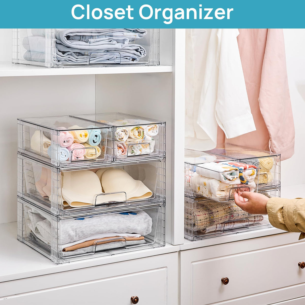 Non-slip base prevents shifting on countertops during drawer use.