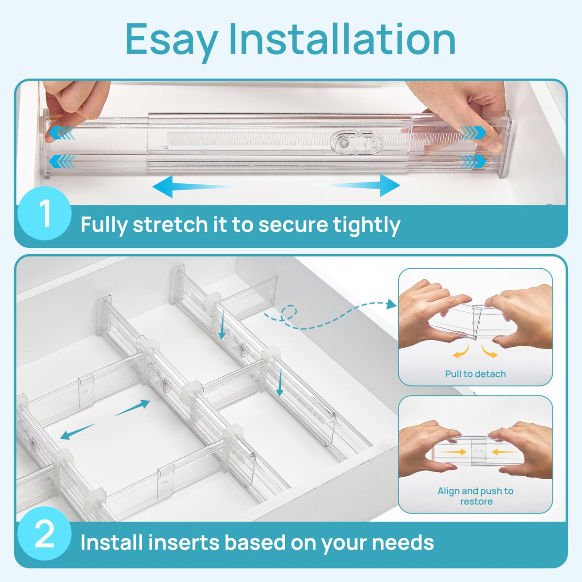 Vtopmart space-saving design maximizes drawer capacity for flatware and tools.