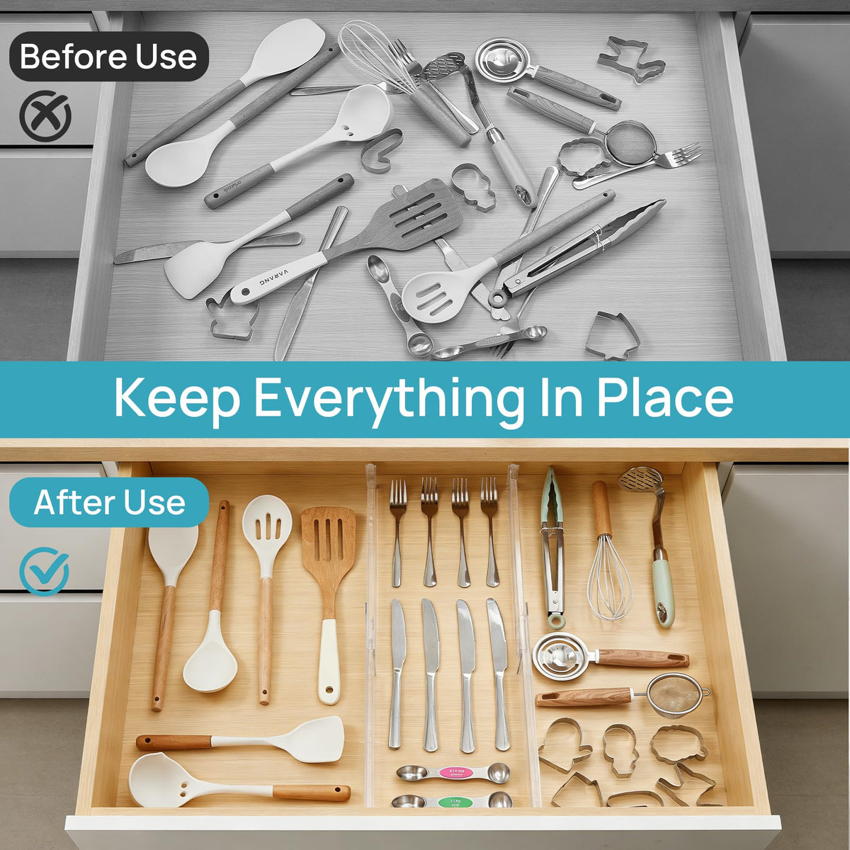 Vtopmart space-saving design maximizing drawer capacity and flexibility.