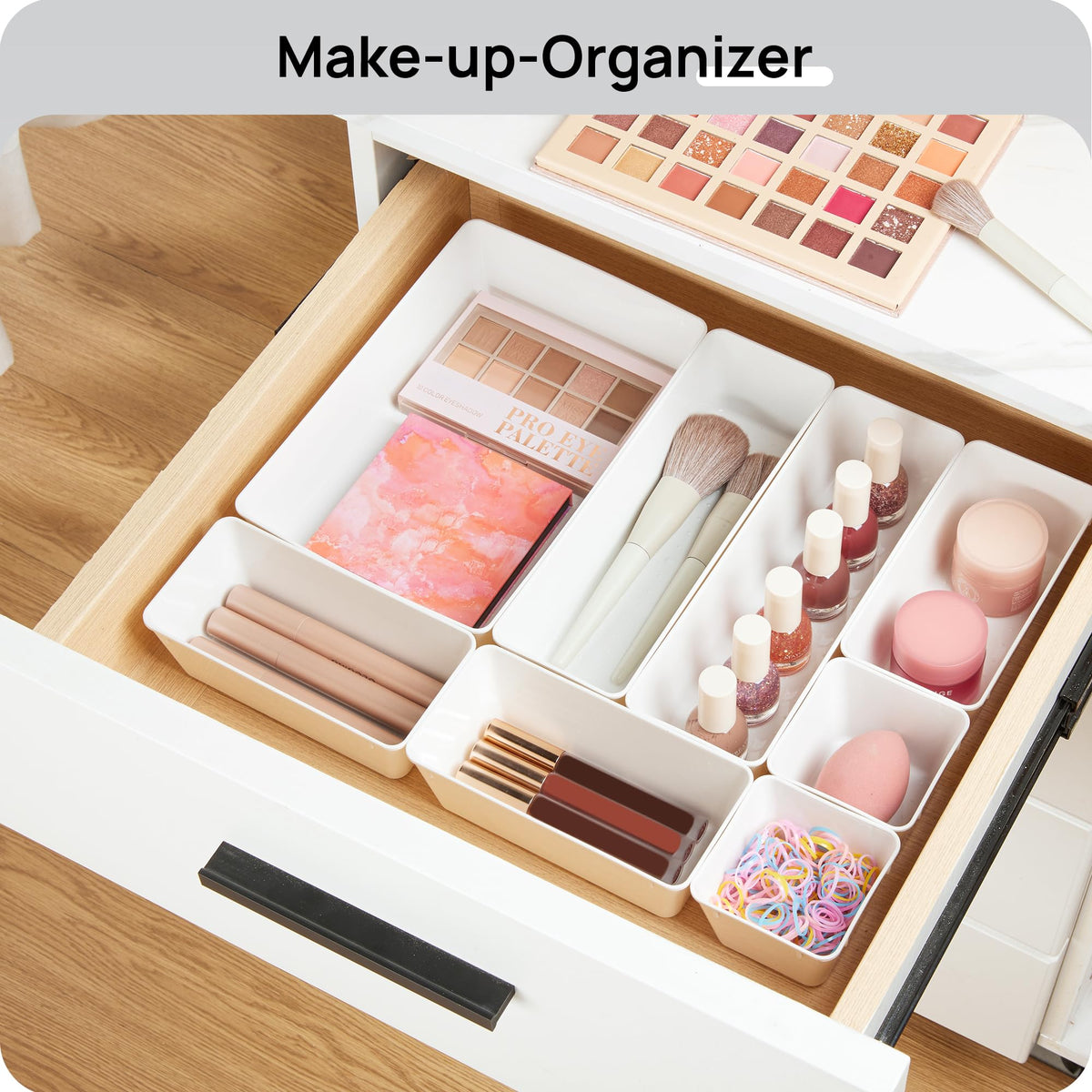 Vtopmart stackable drawer storage saves space in closets and desks.