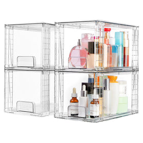 Vtopmart stackable drawer under sink in clear acrylic for easy under-sink storage.