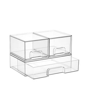 Vtopmart stackable drawers display clear makeup and accessories.
