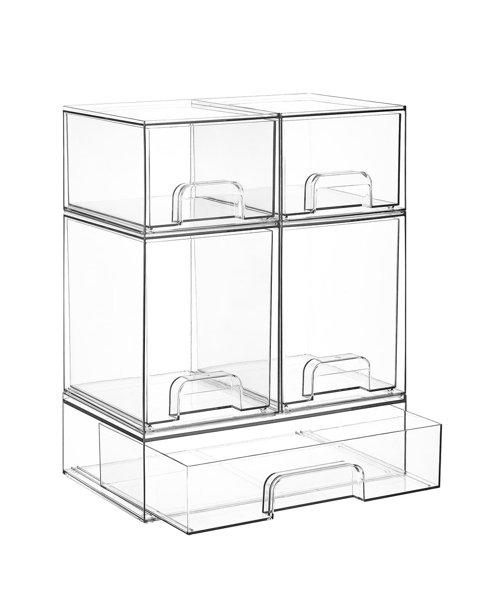 Vtopmart stackable drawers assembly demonstrates space-saving storage for small countertops.