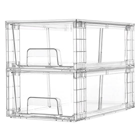 Vtopmart stackable drawers in clear acrylic for easy pantry organization.