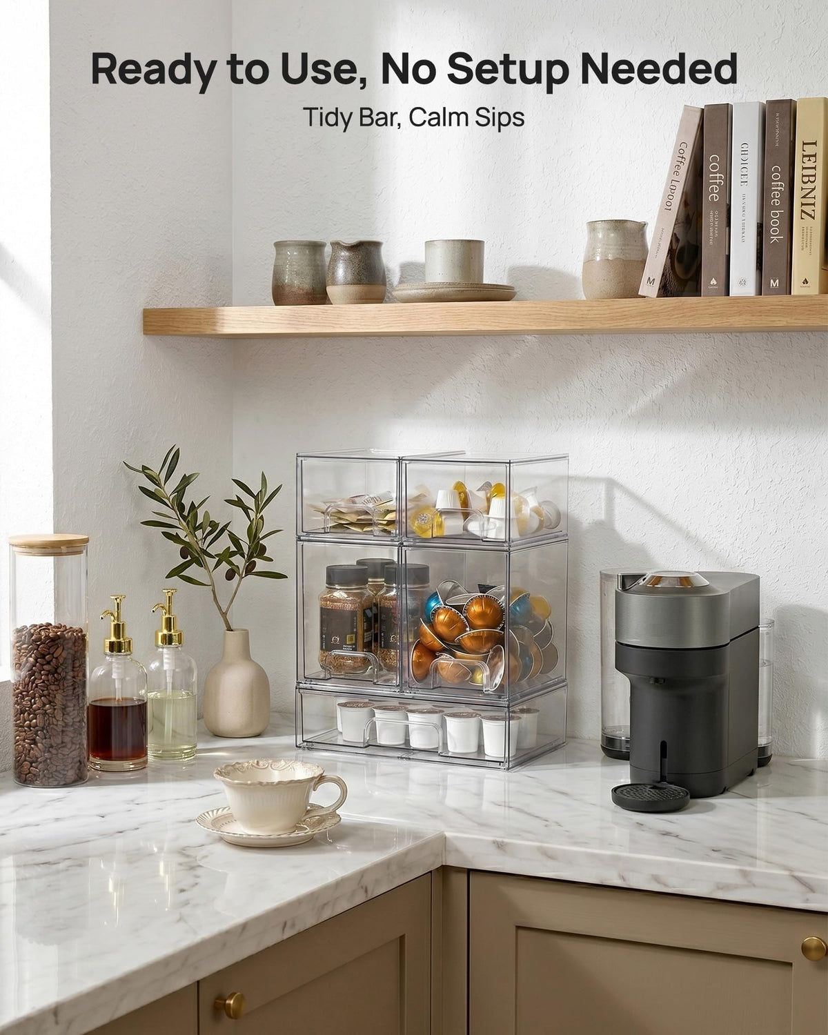 Vtopmart stackable drawers offer clear-view visibility for fast item search.