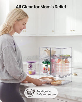 Vtopmart stackable drawers with non-slip pads stay put during use.