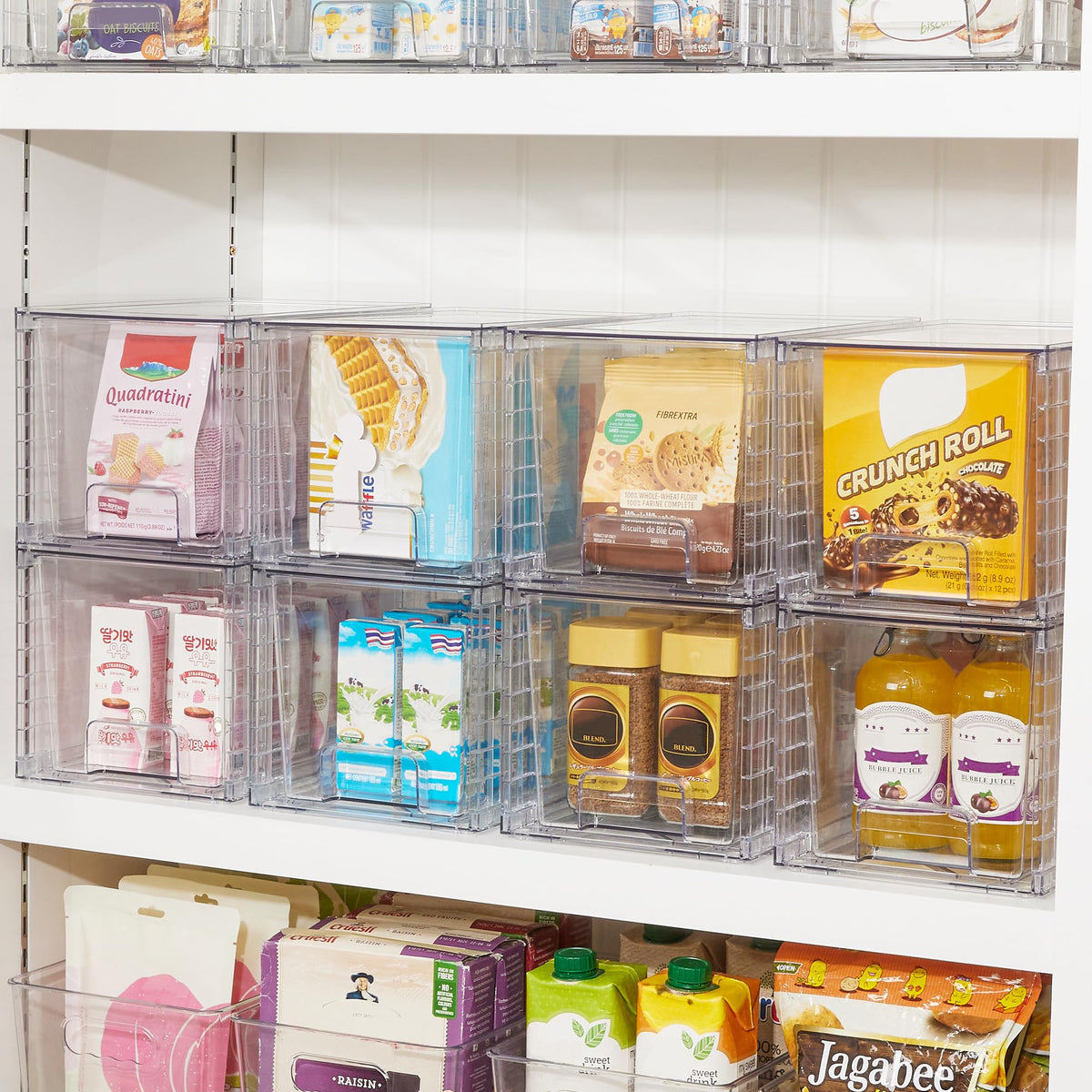 Vtopmart stackable storage two-pack maximizes vertical space in cabinets.