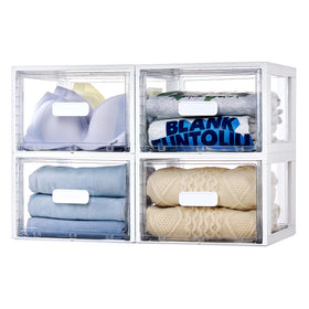 Vtopmart stackable utility drawers adapt to multiple spaces for efficient use.