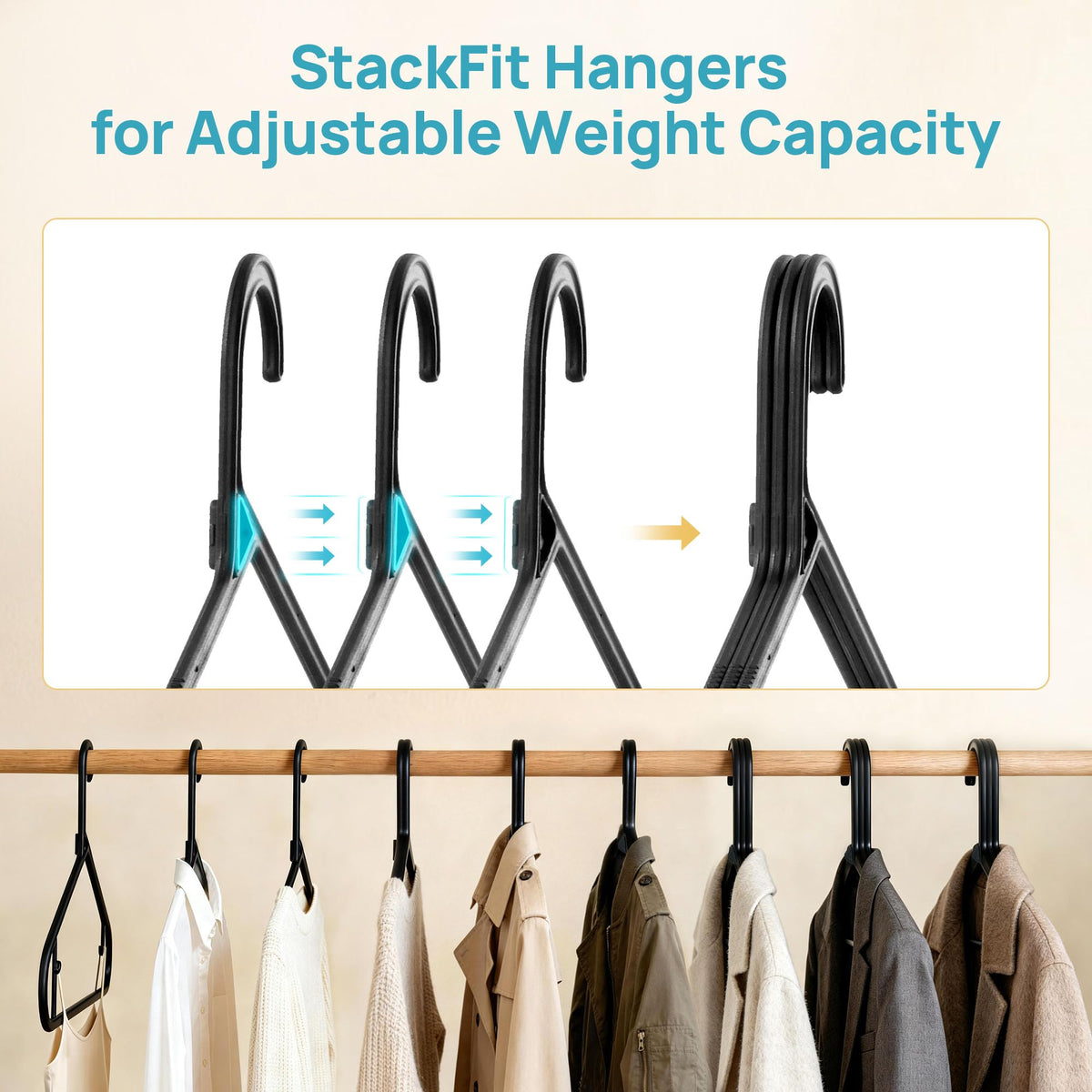Vtopmart standard 16-7-inch hanger size fits most adult apparel while preserving shape.