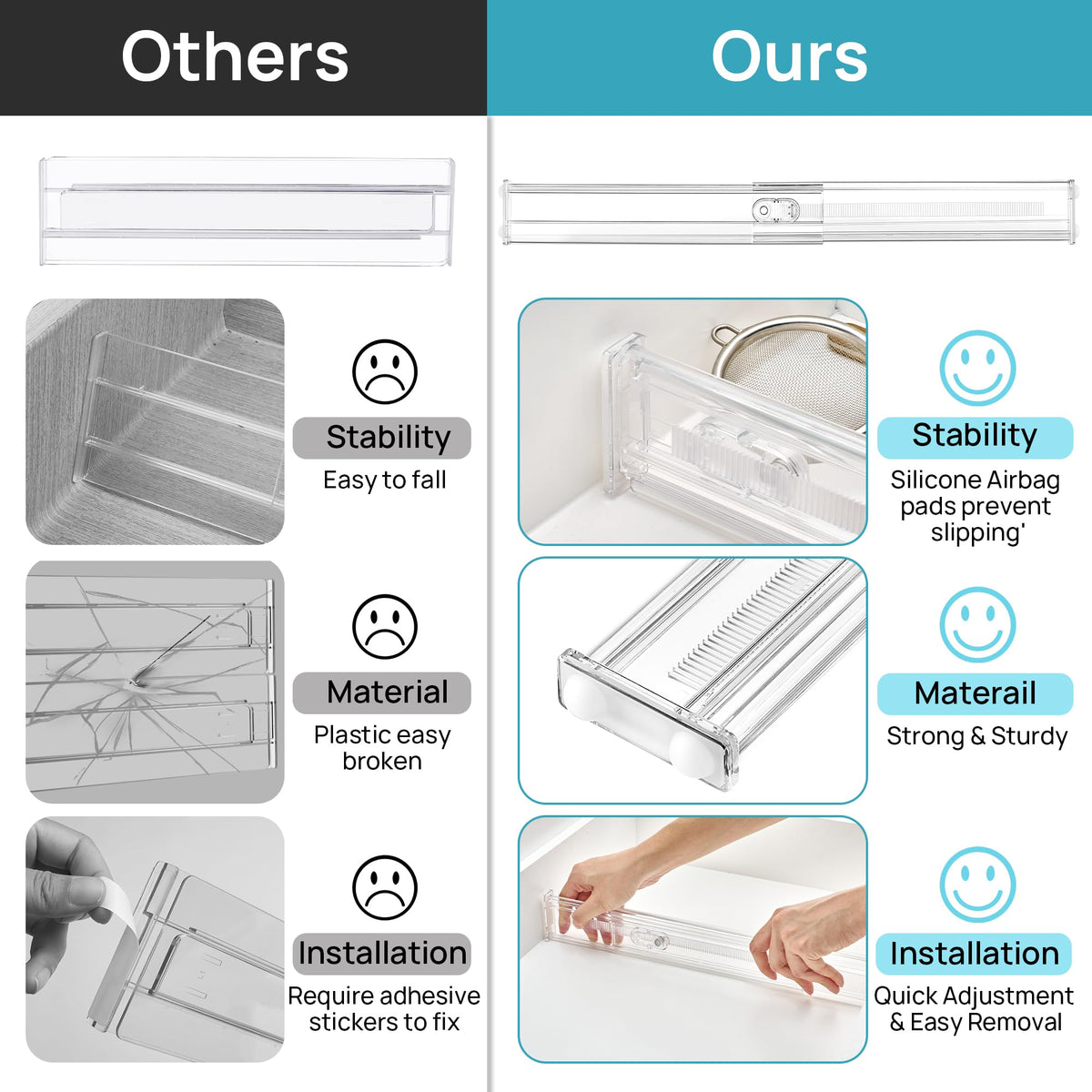 Vtopmart thin profile saves space while organizing utensils and cutlery
