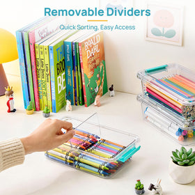 Vtopmart transparent storage box for pens and crayons for quick access
