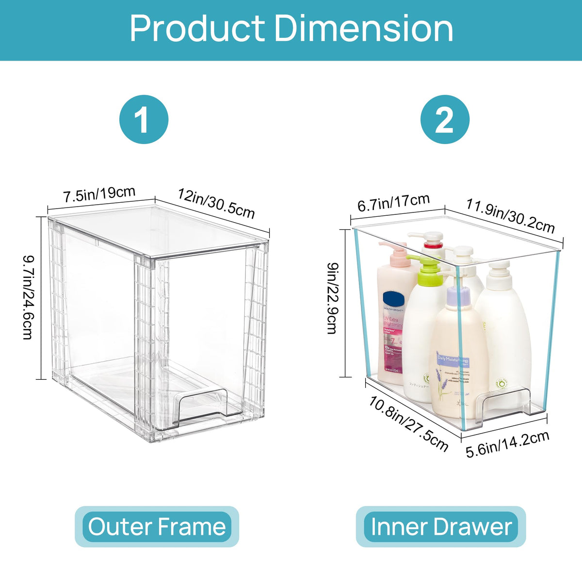 Vtopmart two-drawer organizer ideal for pantry items and vertical storage.