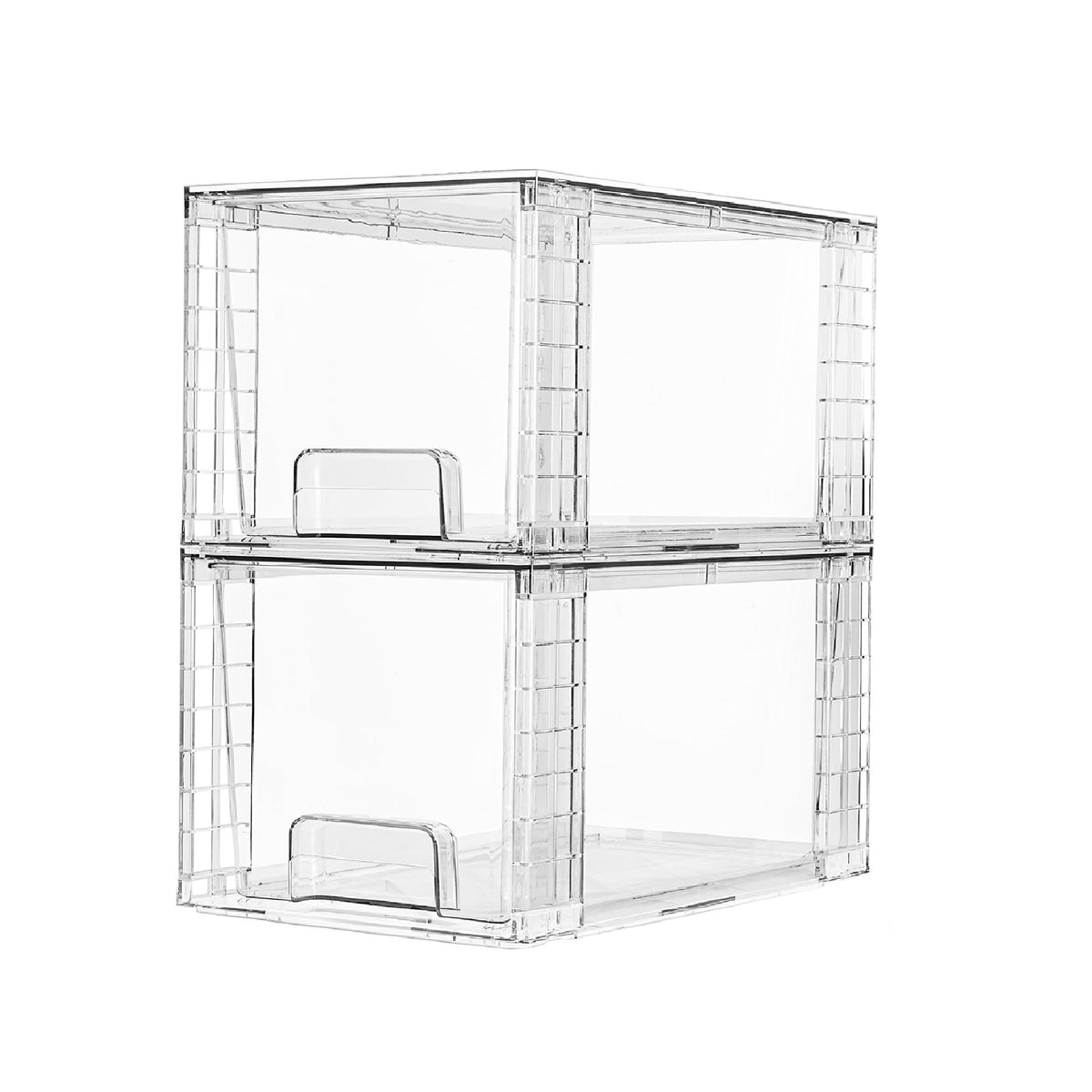 Vtopmart two-pack large stackable drawers with handles for space saving