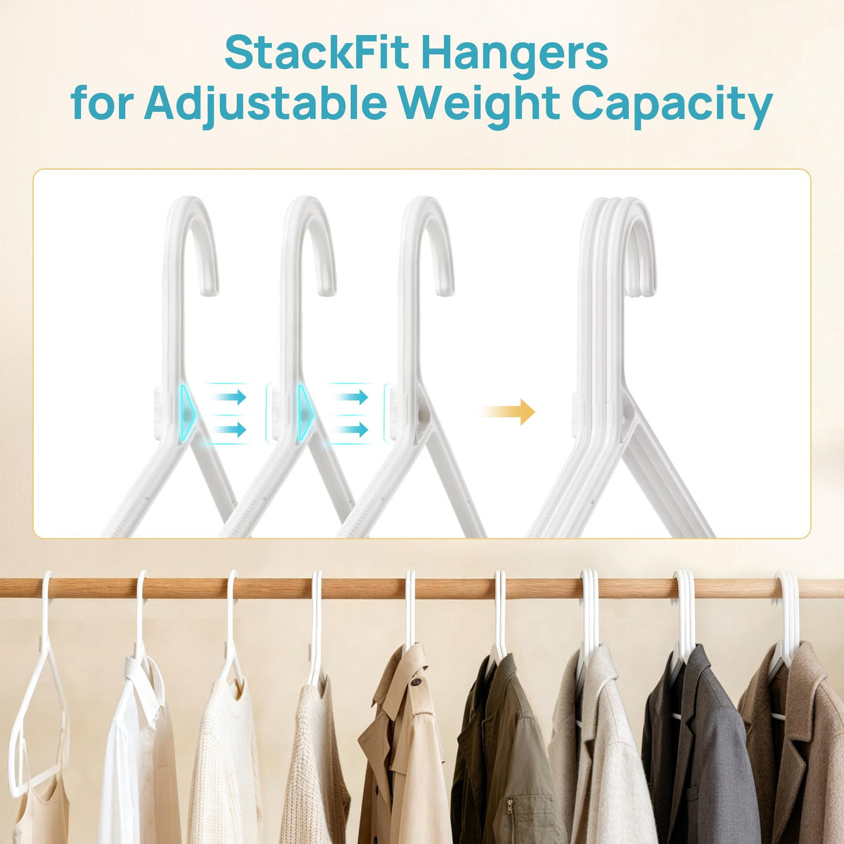 Ultra-slim design frees closet rod space for more outfits and tidy shelves.