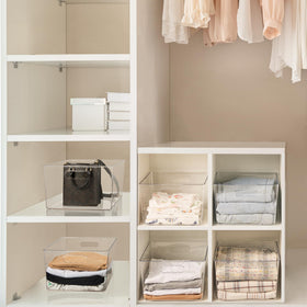 Vtopmart under-sink-organization-bin-clear keeps cleaning supplies tidy and reachable.