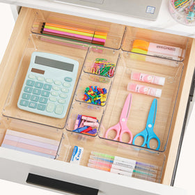 Vtopmart vanity drawer organizer neatly rearranges makeup and tools.