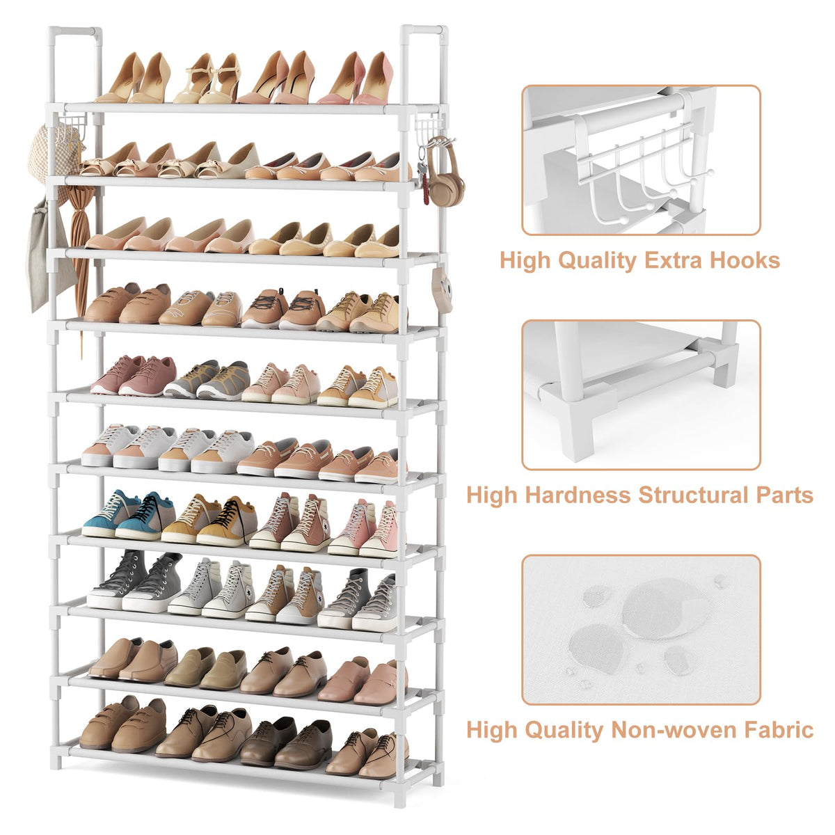 VTRIN in-use entryway image highlights decluttered storage and extra hooks.