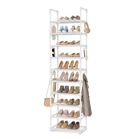 VTRIN 10-tier tall shoe rack showing space-saving organization for multiple pairs.