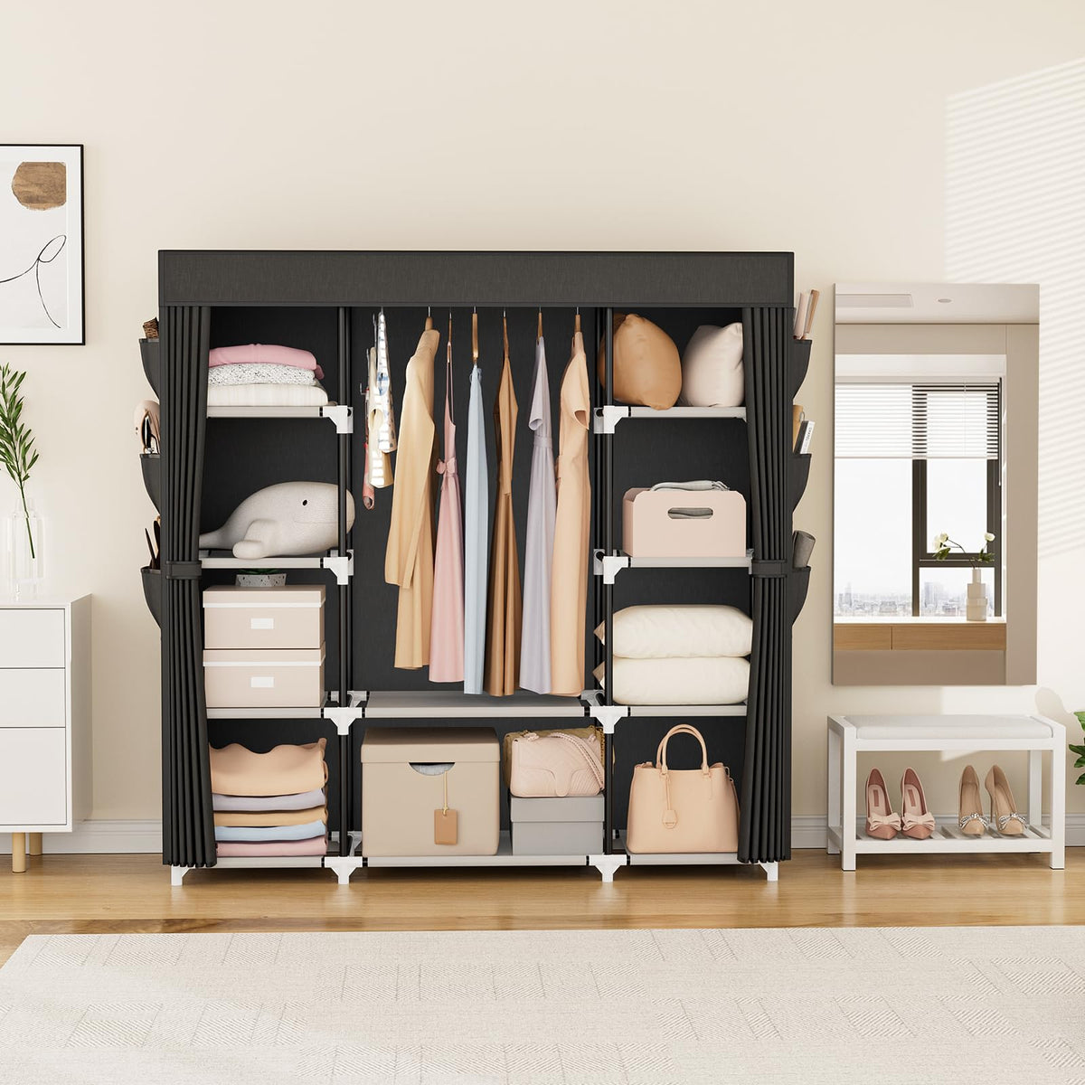 VTRIN portable closet cover protects clothes from dust and light.