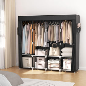 VTRIN portable closet showing four hanging rods for versatile wardrobe layout