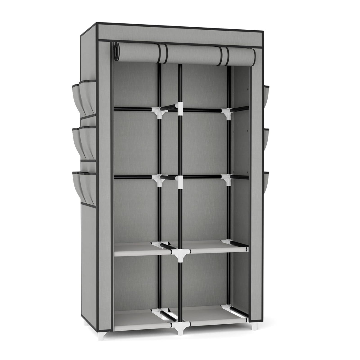 VTRIN portable closet wardrobe two hanging rods increase storage efficiency.