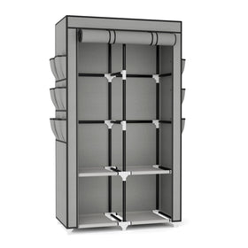 VTRIN portable closet wardrobe two hanging rods increase storage efficiency.