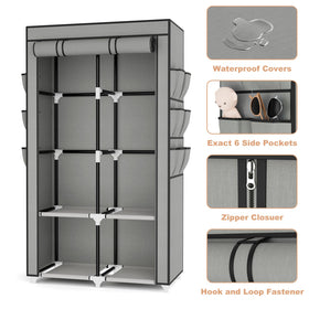 VTRIN portable closet wardrobe side pockets keep small items within easy reach.