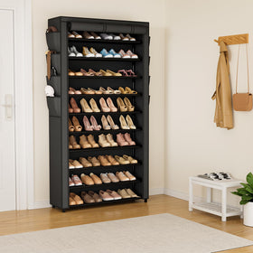 VTRIN tall shoe rack with cover side view shows compact vertical storage