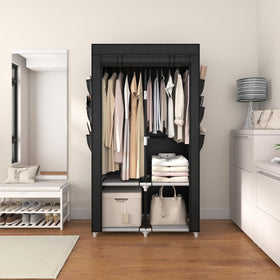 VTRIN wardrobe with hanging rods accommodates long garments to reduce wrinkles