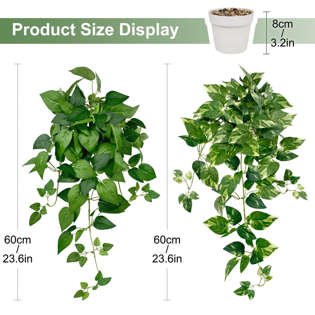 VUAHAUL artificial ivy hanging plants with 60 cm vines ideal for low-maintenance greenery.