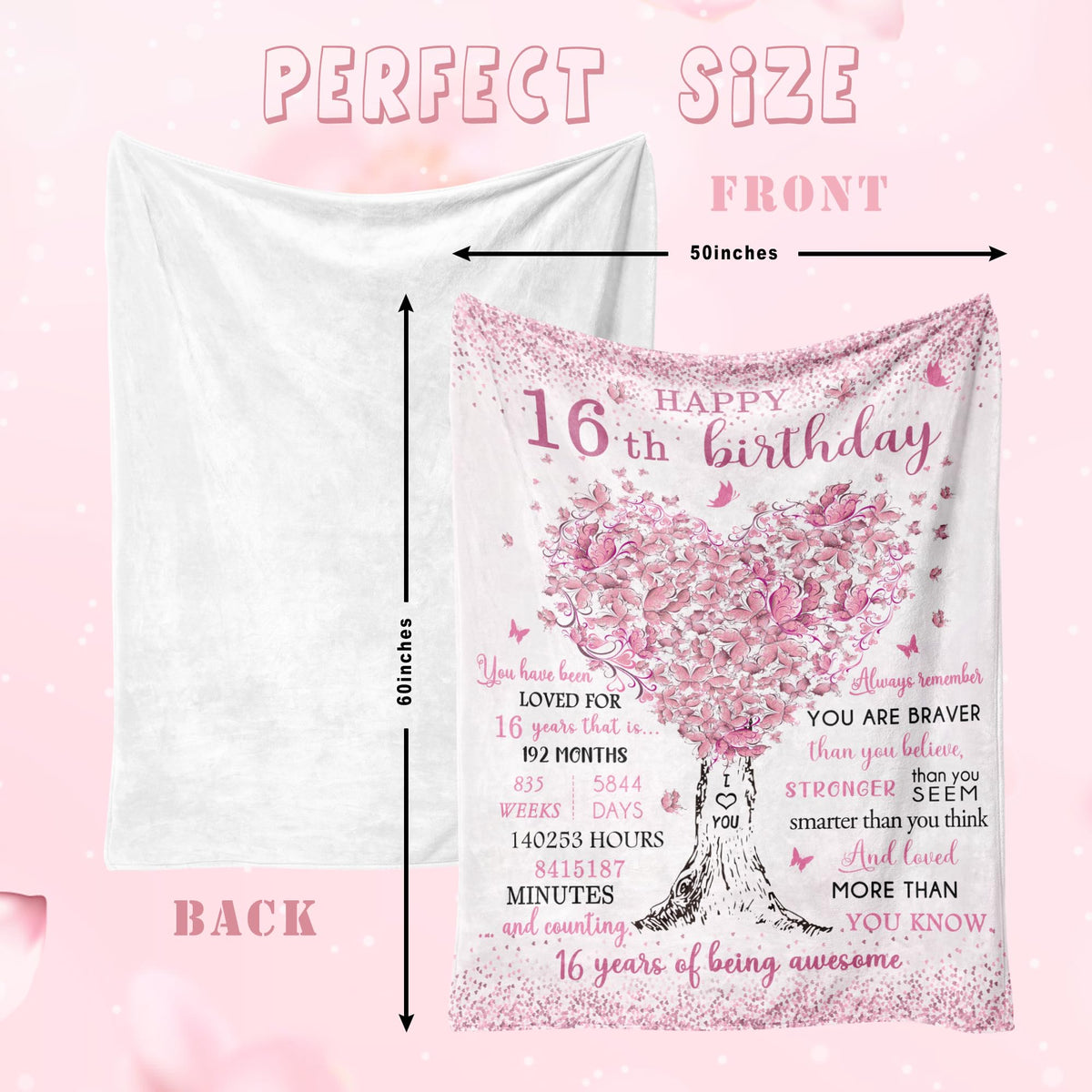 Vuinezo Sweet 16 Blanket travel-friendly size for on-the-go comfort.
