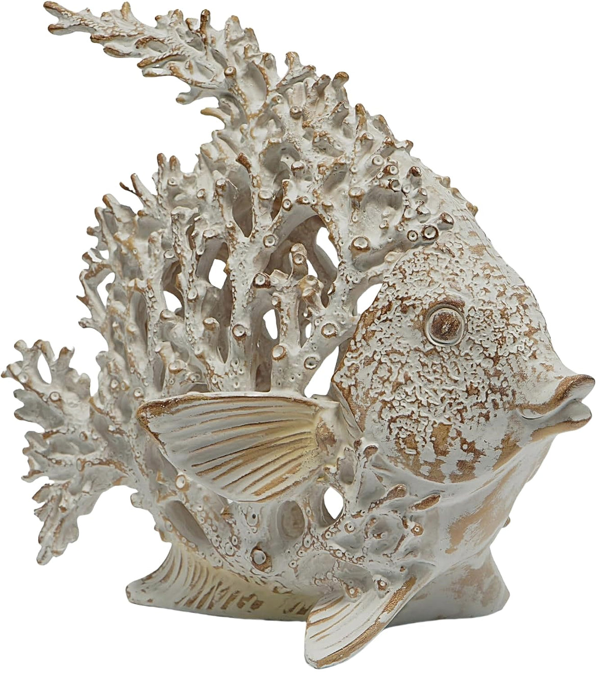 VVGIFTS coral reef angelfish sculpture in white for a stylish mantel display