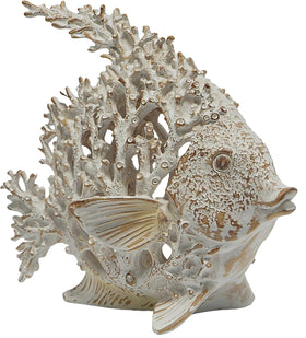 VVGIFTS coral reef angelfish sculpture in white for a stylish mantel display