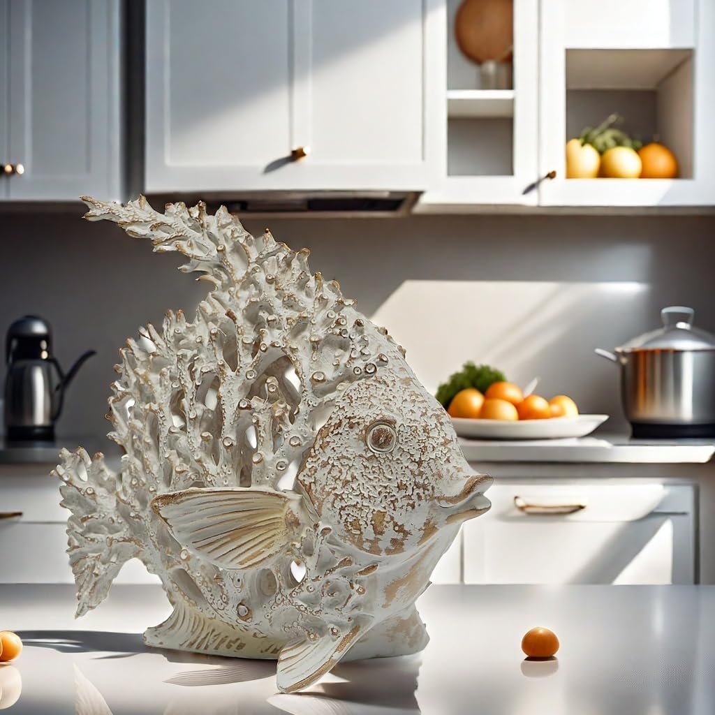VVGIFTS polystone angelfish table decor with undersea coral motif