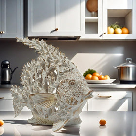 VVGIFTS polystone angelfish table decor with undersea coral motif