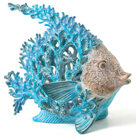 VVGIFTS angelfish sculpture with coral-reef texture for mantel or shelf display.