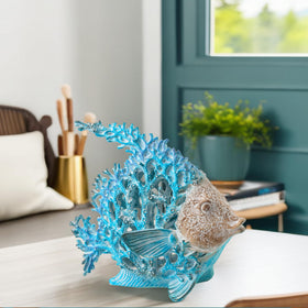 VVGIFTS angelfish sculpture complements mantels and bookcases in beach-inspired interiors.