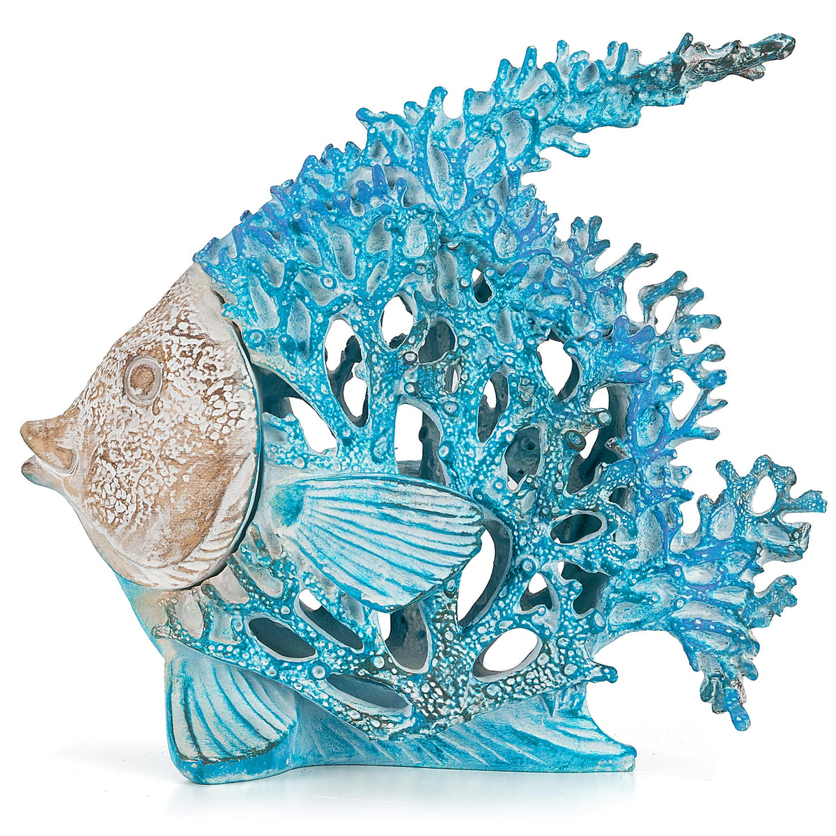 VVGIFTS angelfish sculpture on tabletop display ideal for desks and mantels.