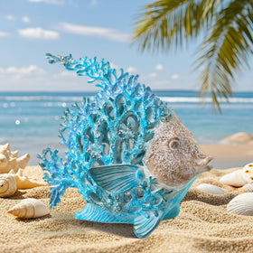 VVGIFTS beach decor angelfish sculpture adds oceanic charm to desks and shelves.