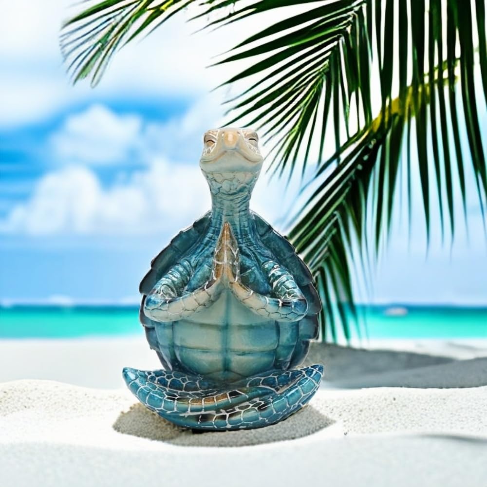 VVGIFTS coastal yoga decor sea turtle figurine for garden and patio serenity.