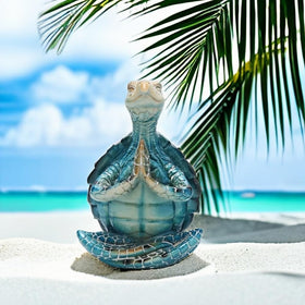 VVGIFTS coastal yoga decor sea turtle figurine for garden and patio serenity.