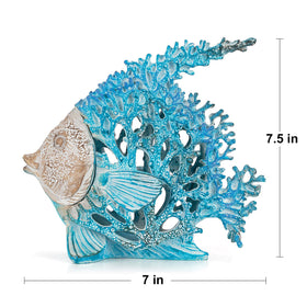 VVGIFTS turquoise blue angelfish sculpture brightens shelves and tabletops.