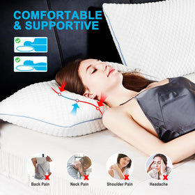 VVZ memory foam fill demonstrates adjustable support for neck and shoulders.