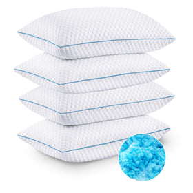 VVZ cooling bed pillows front view shows the 4-pack size and plush comfort