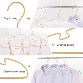 VWV ultra-light yet sturdy aluminum hangers support heavy coats without sagging.