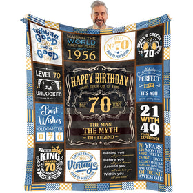 VXDRZGT 70th blanket on sofa, cozy warmth for relaxed evenings.